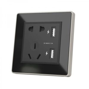 Dual USB Wireless Switch Waterproof Hotels Universal Socket Tempered Glass Pane