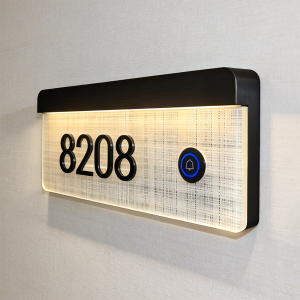 Customized cloth patterned acrylic luminous electronic digital doorplate for hotels